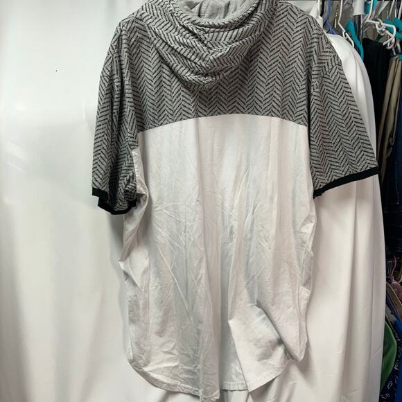 Parish Nation Short Sleeve Pullover Hooded Sweatshirt White Gray Zipper Men's 1X - Picture 8 of 16